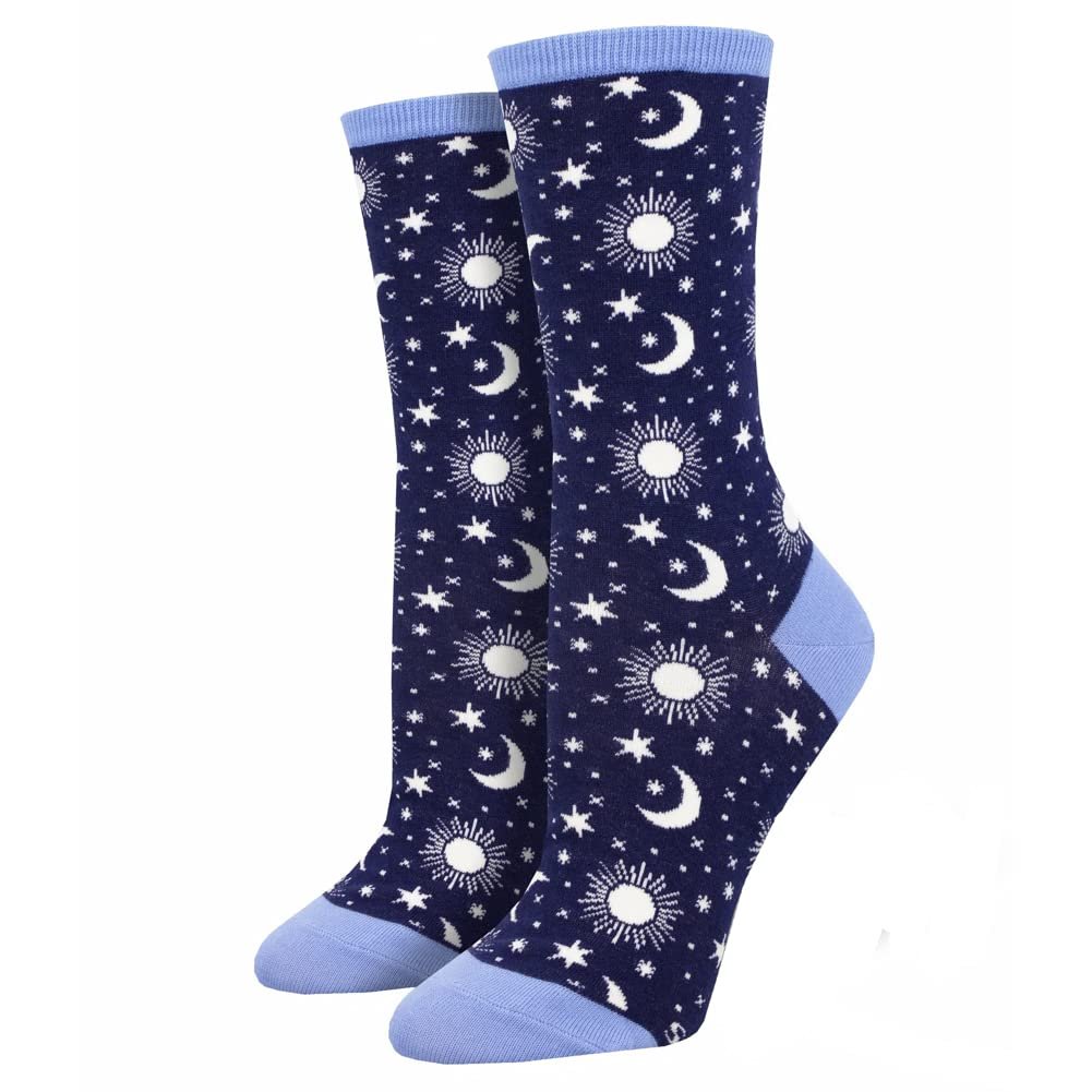 Socksmith Women's Crew Socks Moon Child Navy Blue