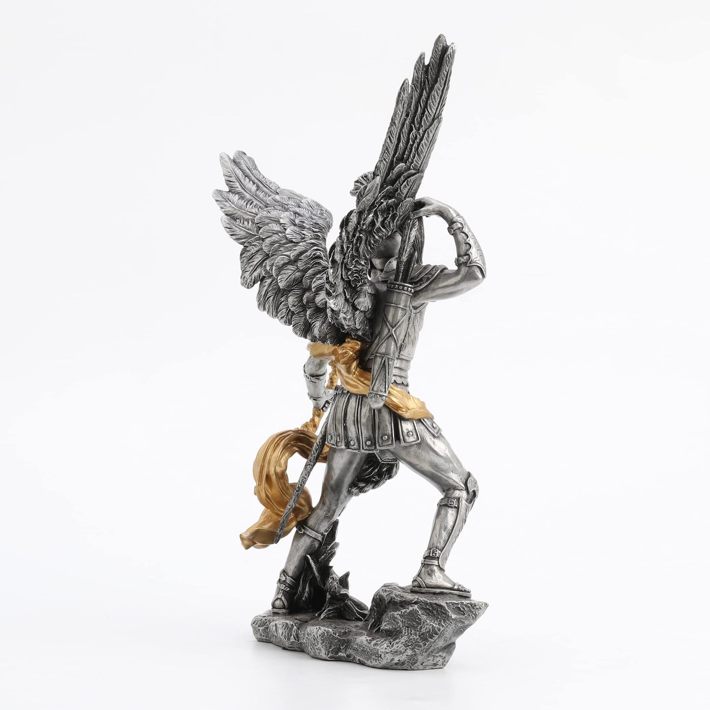 Veronese Design 13" Tall Archangel Uriel Resin Sculpture Antique Pewter and Gold Finish Regligious Gifts