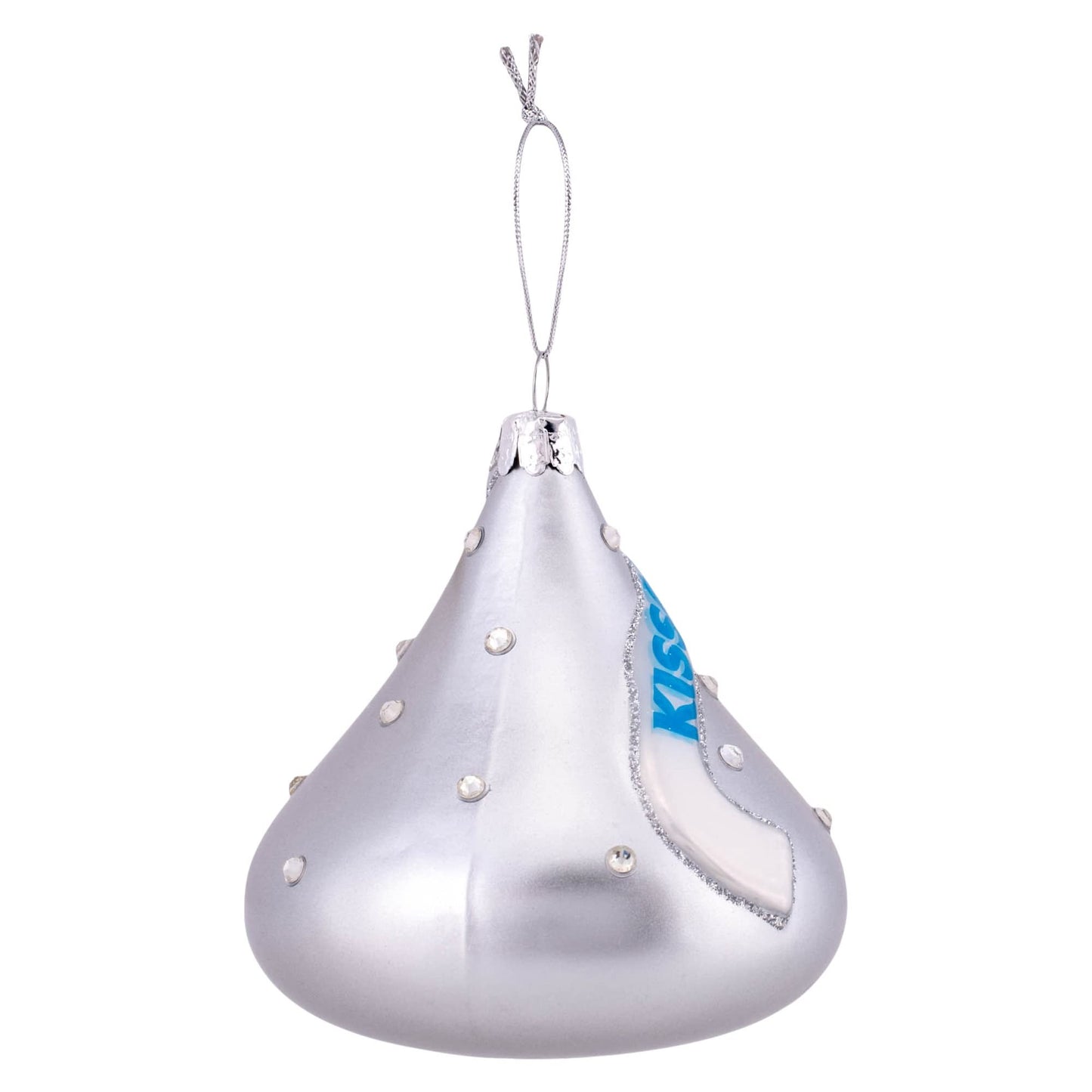 Kurt S Adler Hershey Kiss Silver Tone 3.5 Inch Glass Hanging Christmas Ornament