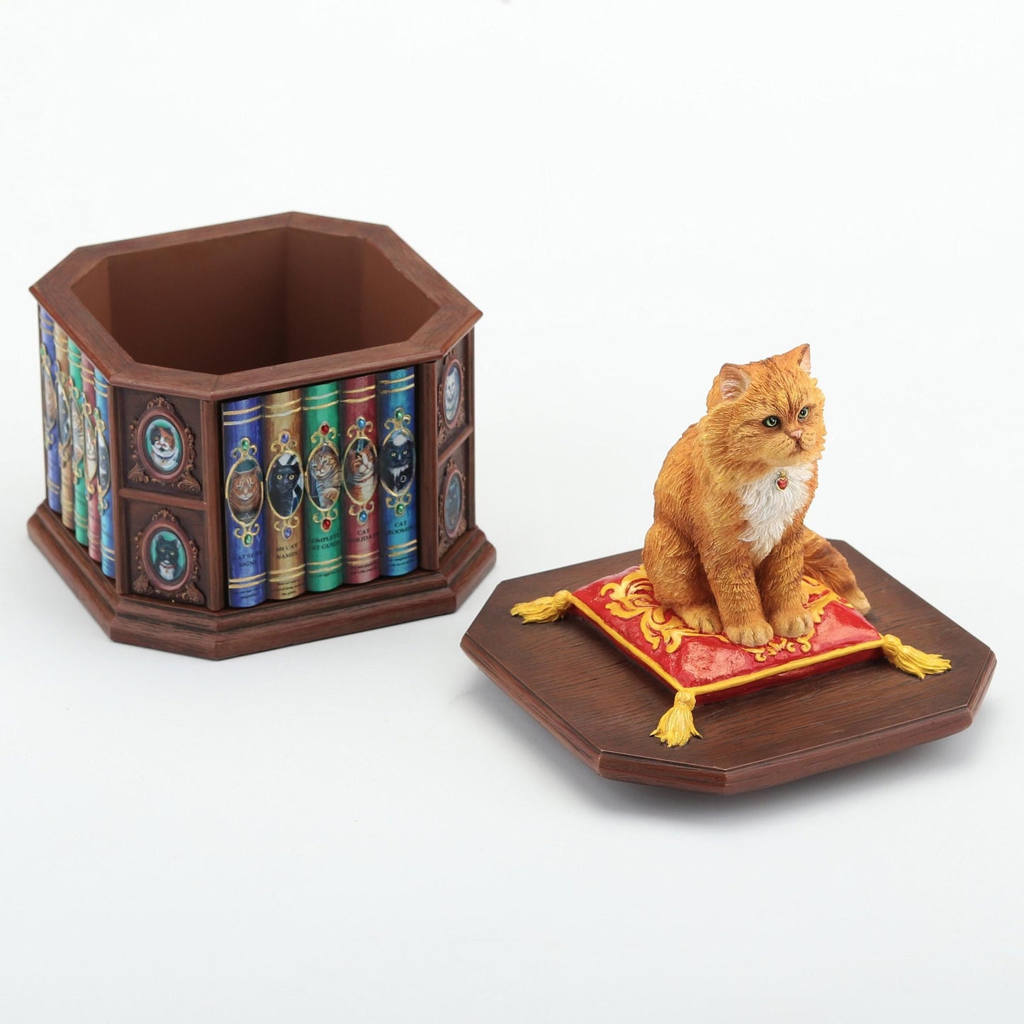 Veronese Design 6 3/4 Inch Mad About Cats Trinket Box by Lisa Parker Hand Painted Resin Sculpture Animal Home Decor