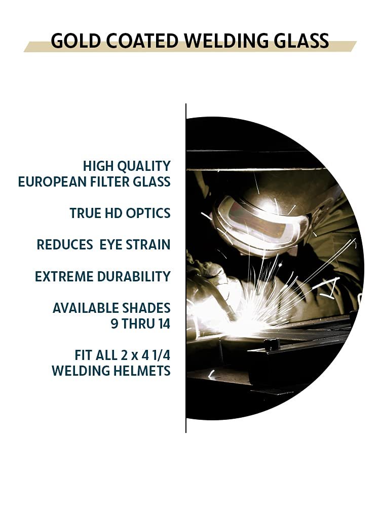 Gold Coated Green Welding Filter, 2" x 4.25" (Shade 14)