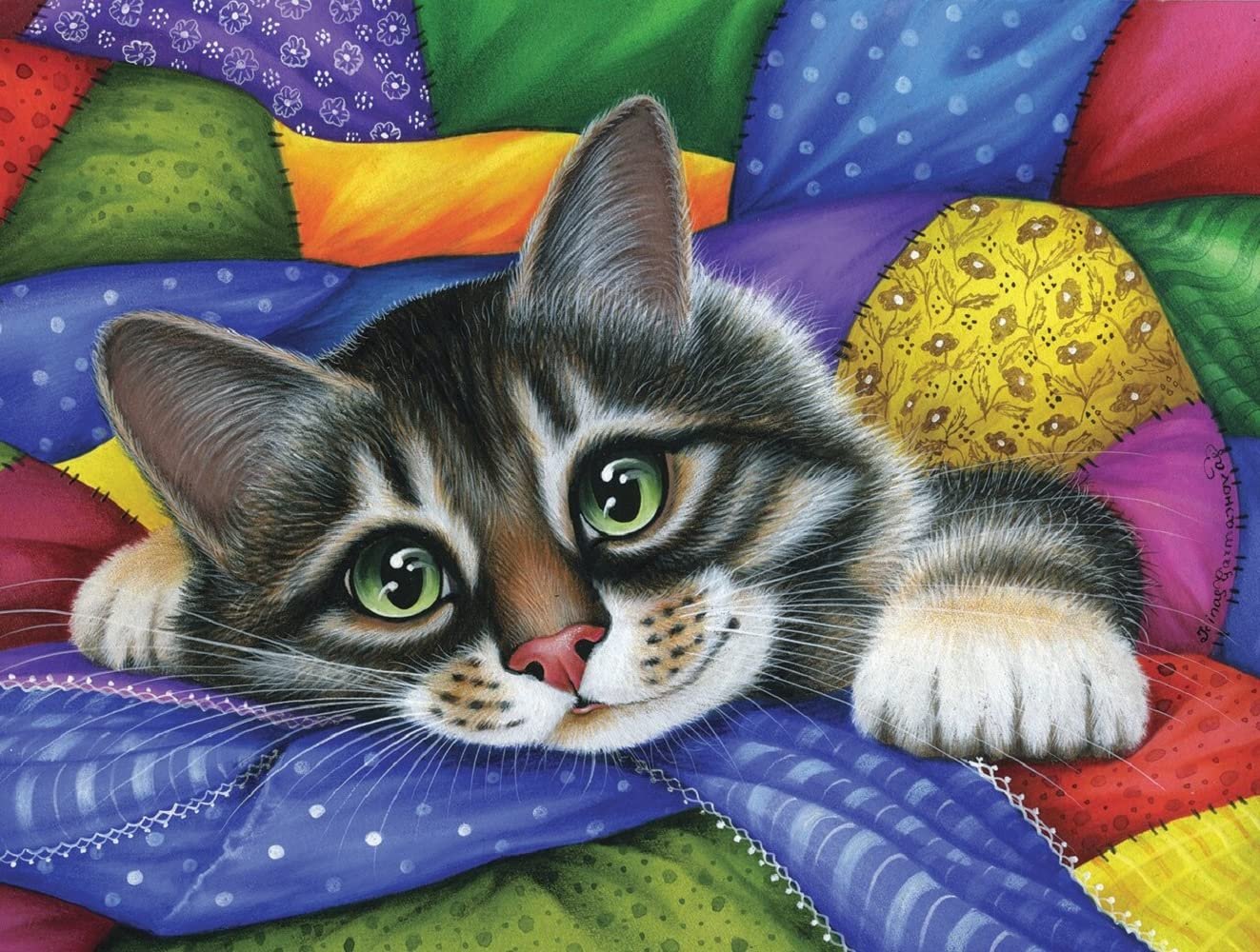 SUNSOUT INC - Colorful Patchwork - 300 pc Jigsaw Puzzle by Artist: Irina Garmashova-Cawton - Finished Size 18" x 24" - MPN# 39443