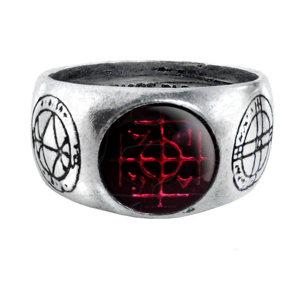 Agla Alchemy Gothic Pewter Talisman Ring - size 9 1/2