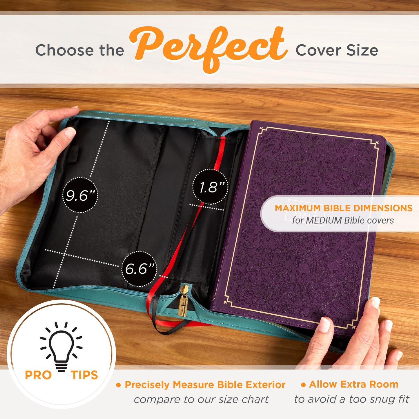 Christian Art Gifts Fashion Vegan Leather Bible Cover for Women: Be Still & Know Inspirational Bible Verse, Teal Floral, Large