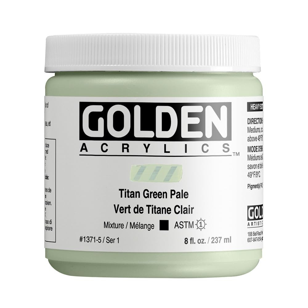 GOLDEN Heavy Body Acrylics, Titan Green Pale, 8 fl. oz. Jar, Professional Acrylic Paint, Opaque