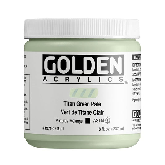 GOLDEN Heavy Body Acrylics, Titan Green Pale, 8 fl. oz. Jar, Professional Acrylic Paint, Opaque