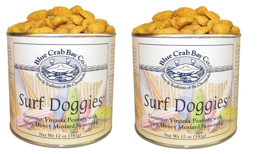 Blue Crab Bay Co. "Surf Doggies" - Spicy Honey Mustard Peanuts - 12 Oz. Tin (Pack of 2)