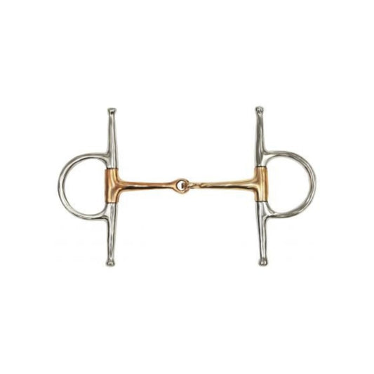 Showman Stainless Steel Full Cheek Snaffle Bit w/ 5" Copper Broken Mouth