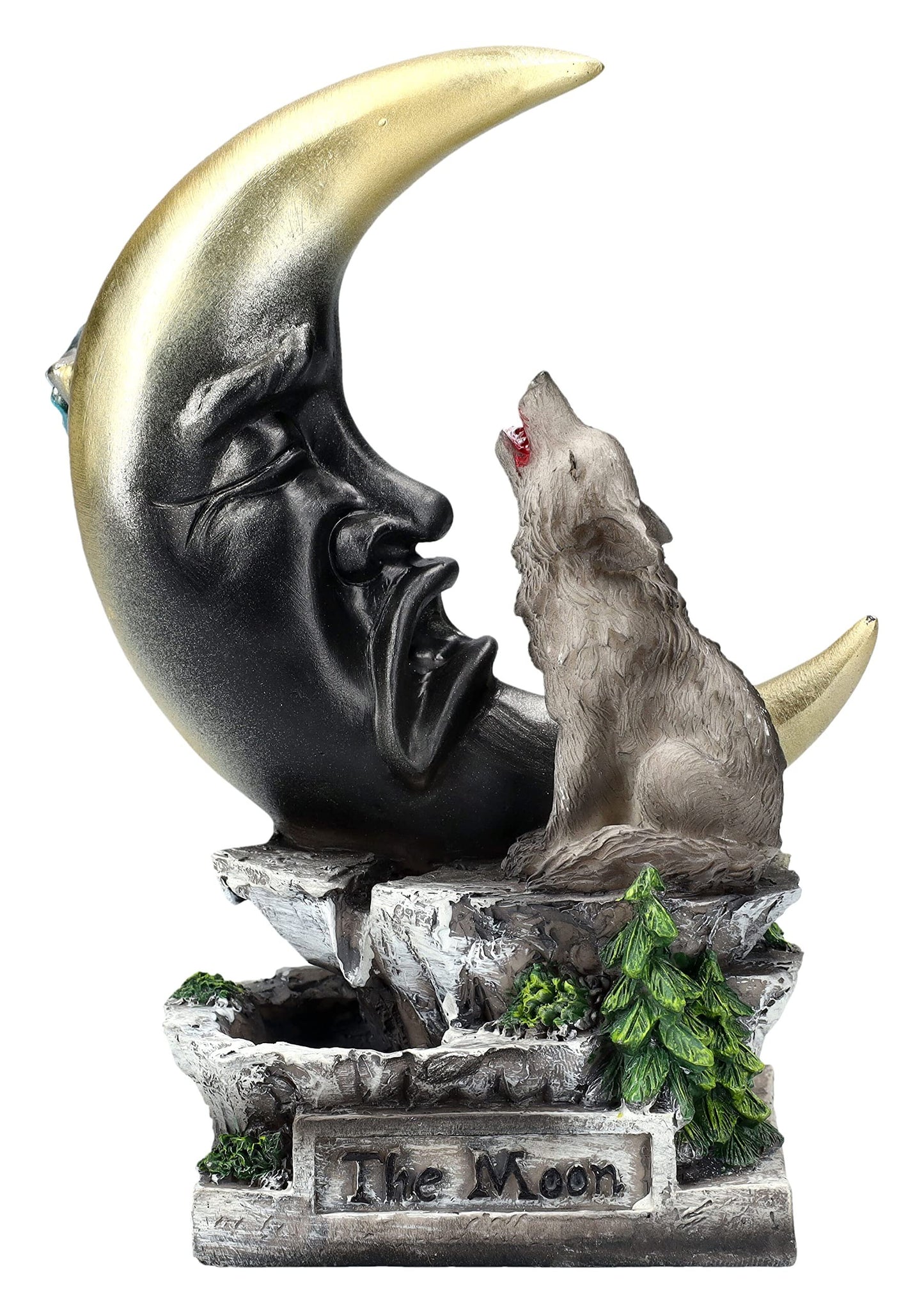 Pacific Giftware Howling Wolf Moon Backflow Incense Burner Fantasy Figurine