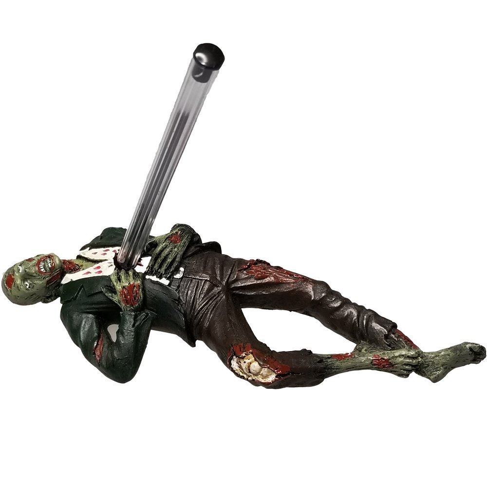 Pacific Giftware Desktop Accent Zombie Impaled Pen Holder Tabletop Halloween Decoration Walking Dead Zombie Enthusiast Collectible Figurine