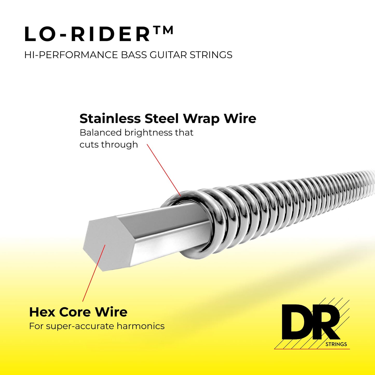 DR Strings Lo Rider LLH-40 Lite-Lite Stainless Steel 4-String Bass Strings