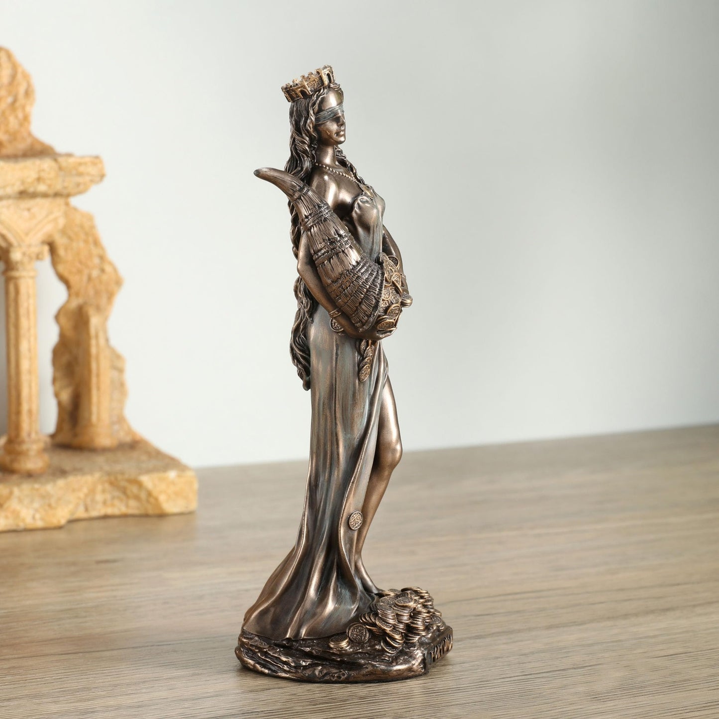 Veronese Design 6 1/8 Inch Fortuna The Greek Goddess of Fortune and Luck Resin Sculpture Cold Cast Bronze Finish