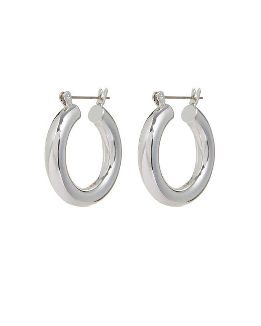 Luv Aj Baby Amalfi Tube Hoop Earrings in Polished Rhodium Plated