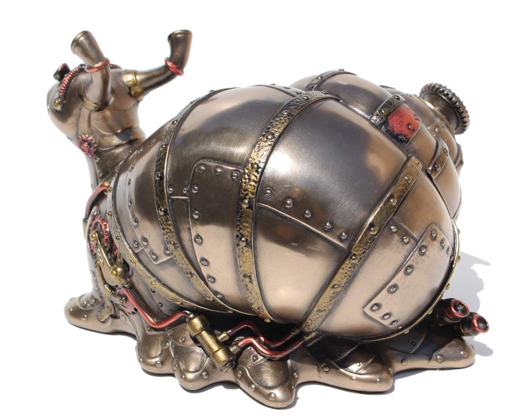 Veronese Design 4.5" Tall Steampunk Giant Land Snail Hidden Trinket Box Cold Cast Resin Antique Bronze Finish