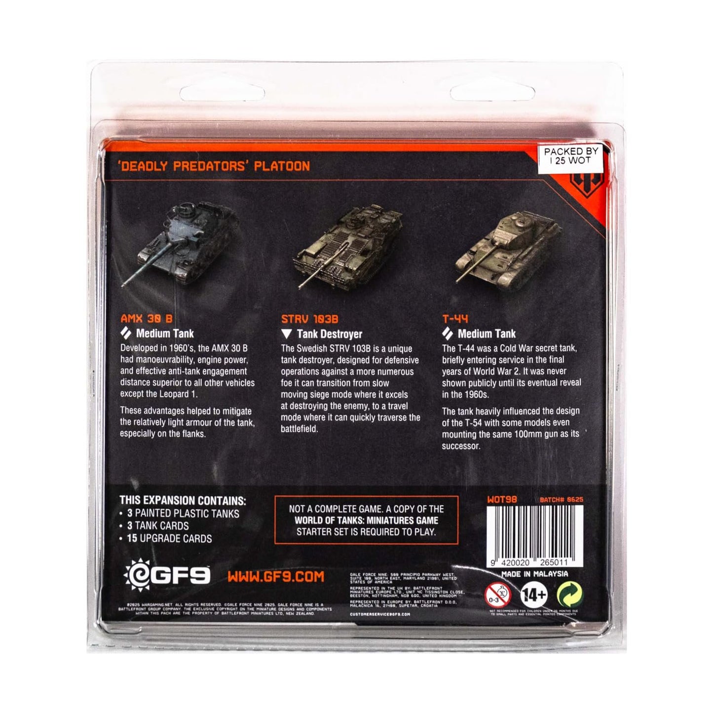 World of Tanks: Deadly Predators Tank Platoon (Strv 103B, T-44, AMX-30B)