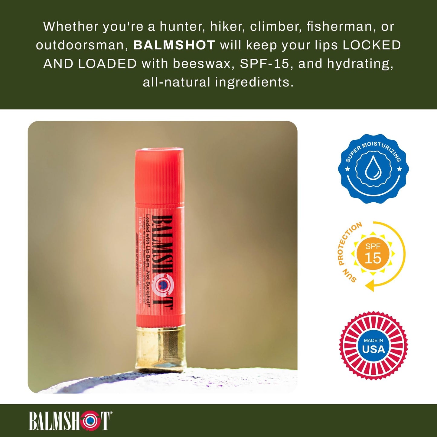 BALMSHOT Two Pack of 100% All Natural Pomegranate Lip Balm