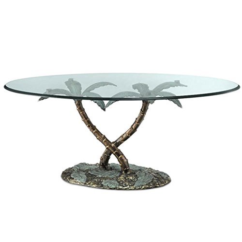 SPI Cast Aluminum Palm Tree Glass Top Coffee Table