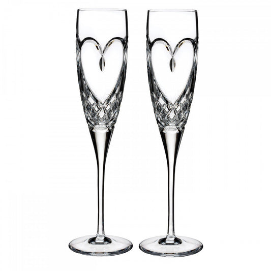 Waterford Love True Love Crystal Flute Pair
