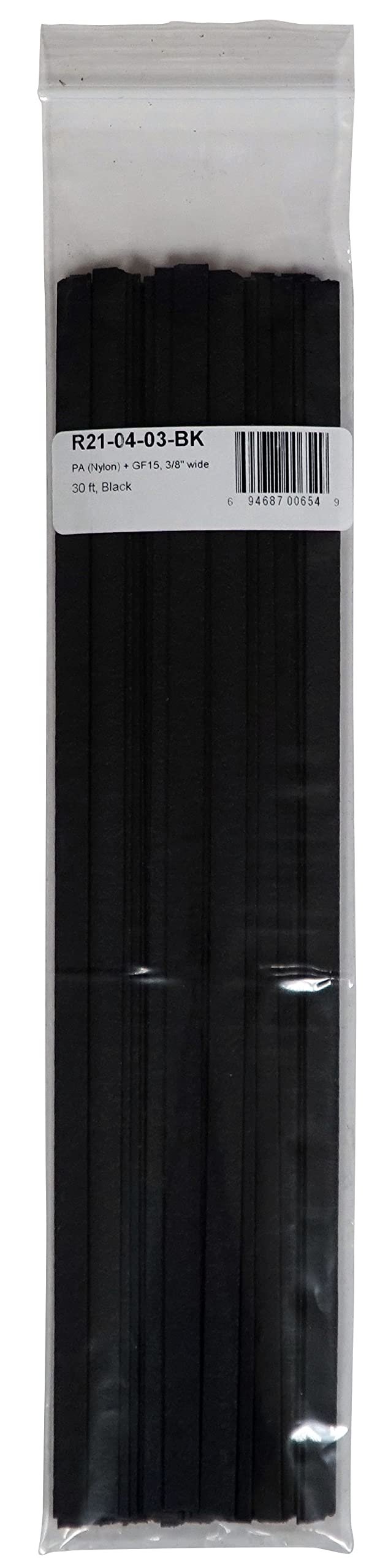 Polyvance Nylon and 15% Glass Fiber Welding Rod, 3/8" x 1/16" x 12", 30 ft., Black