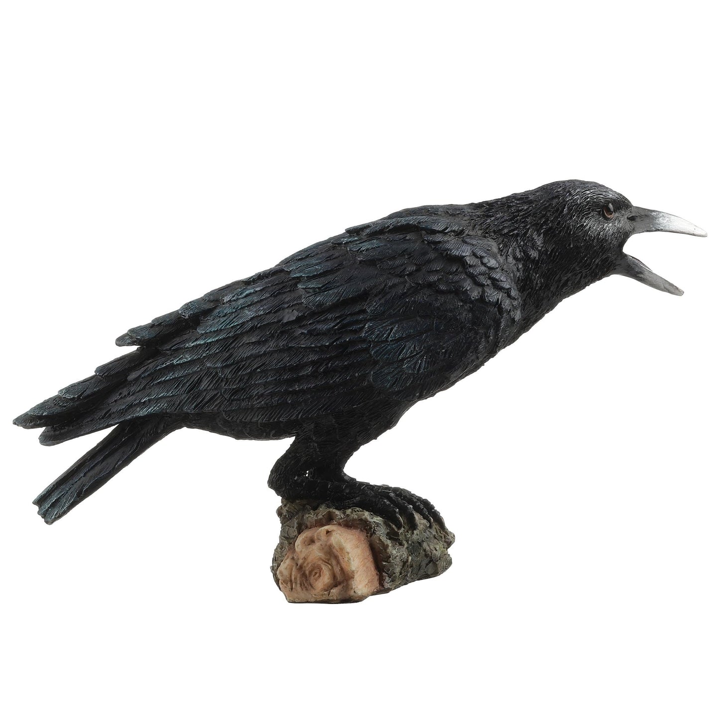 Veronese Design 7 5/8 Inch Crow Standing On Small Log Hand Painted Polyresin Sculpture Animal Figurine Home Decor
