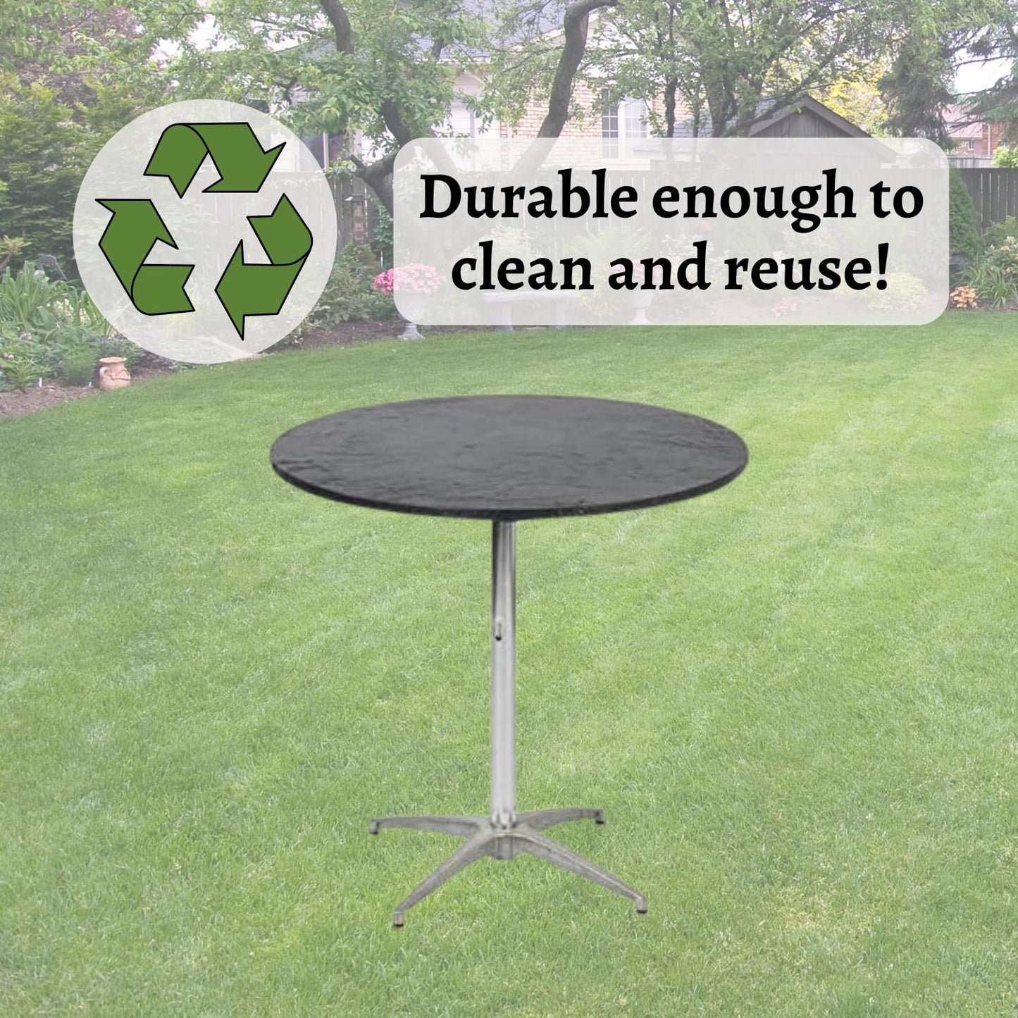 Kwik-Covers 30" Round Fitted Plastic Table Covers, Bundle of 5