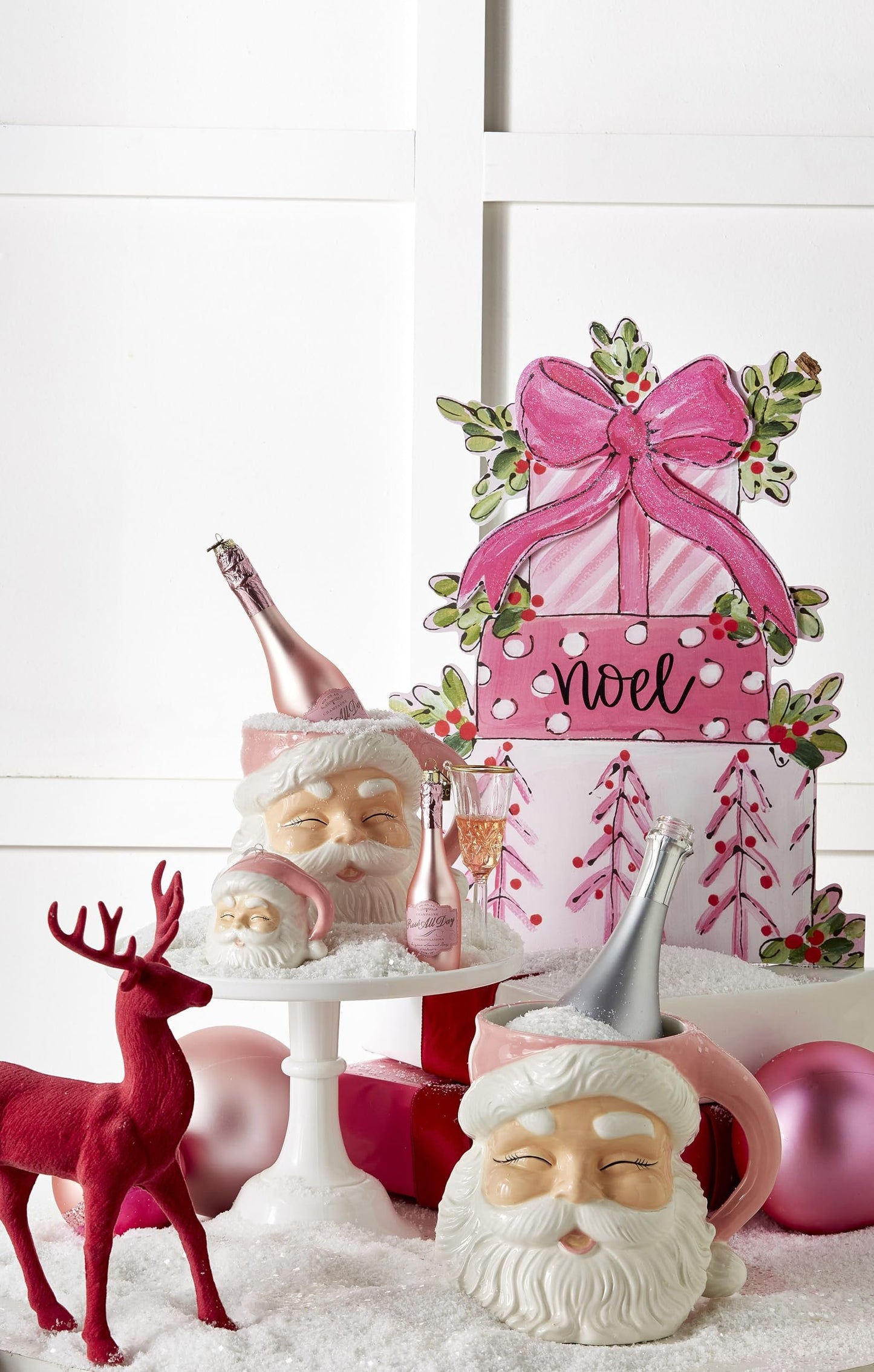 Raz Imports 2023 Jingle & Cocoa 8" Pink Santa Container