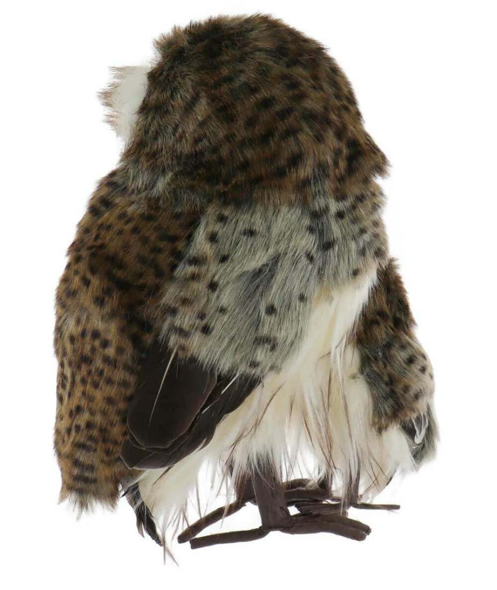 Regency Large Speckled Furry Feathered Hoot Owl and Baby Owl Figurine 11 1/2 inches