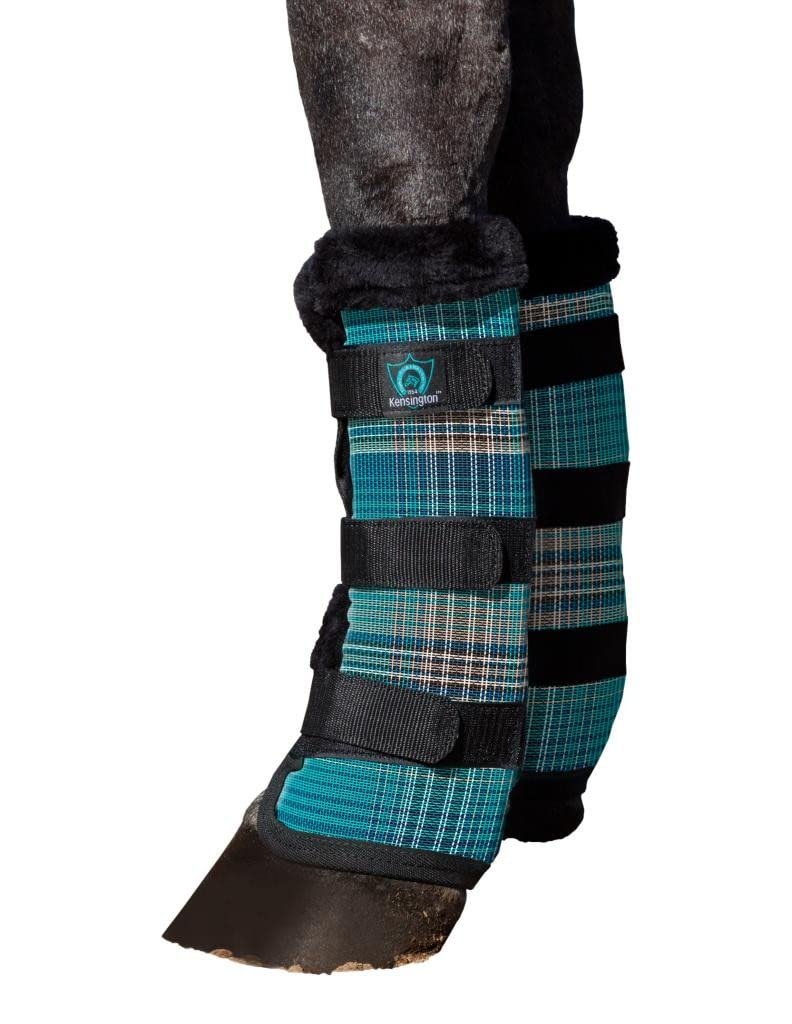 Kensington Natural Horse Fly Boots - Fleece Trimmed - Stay-Up Technology - Protection from Insect Bites and UV Rays - Sold in Pairs (2 Boots) - Medium - Tan