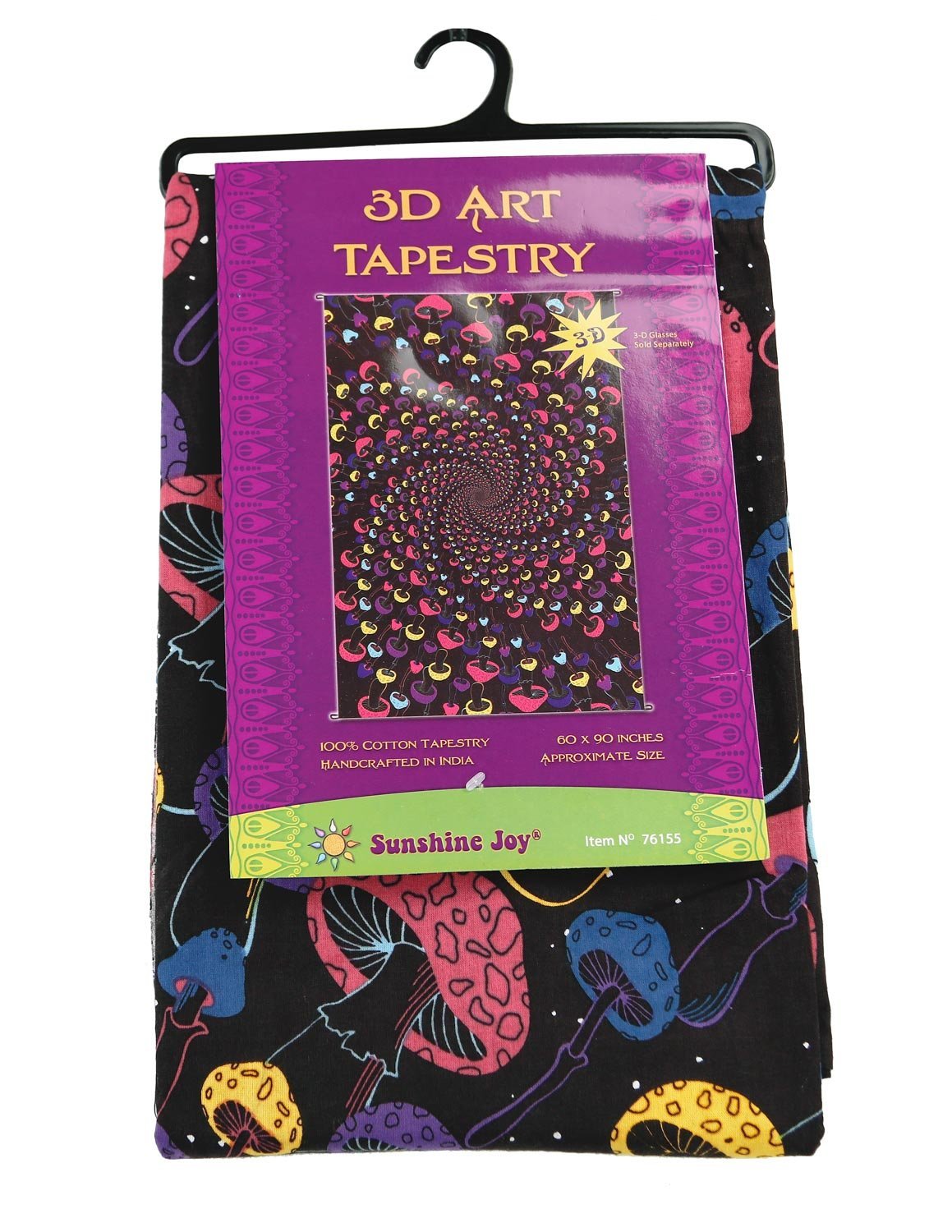 Sunshine Joy 3D Magic Mushroom Spiral Tapestry Wall Art Beach Sheet Huge 60x90 Inches - Amazing 3D Effects