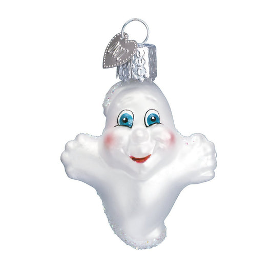 Old World Christmas Glass Blown Ornament with S-Hook and Gift Box, Halloween Collection (Miniature Ghost)