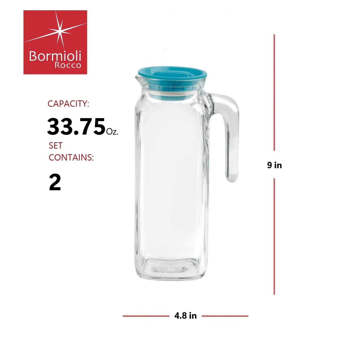 Bormioli Rocco Frigoverre Set Of 2 Glass Jugs