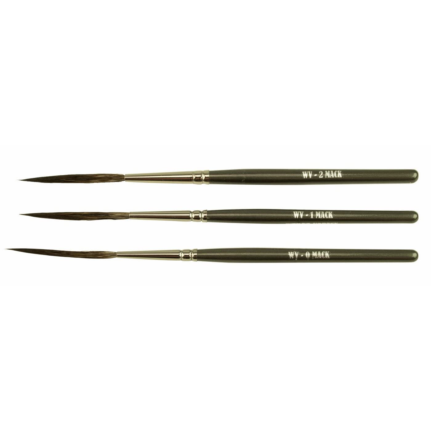 Set of 3 Sizes 0-2 Wizard Vortex Scroll Pinstriper Blue Squirrel Grey Handle Brush