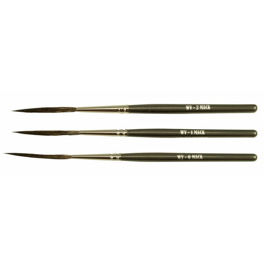 Set of 3 Sizes 0-2 Wizard Vortex Scroll Pinstriper Blue Squirrel Grey Handle Brush