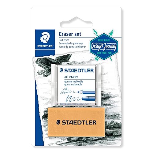 Staedtler Moldable Kneaded Eraser Plus Art Gum Block Eraser Art Combo, 2 Pack, 5427SBK2-C