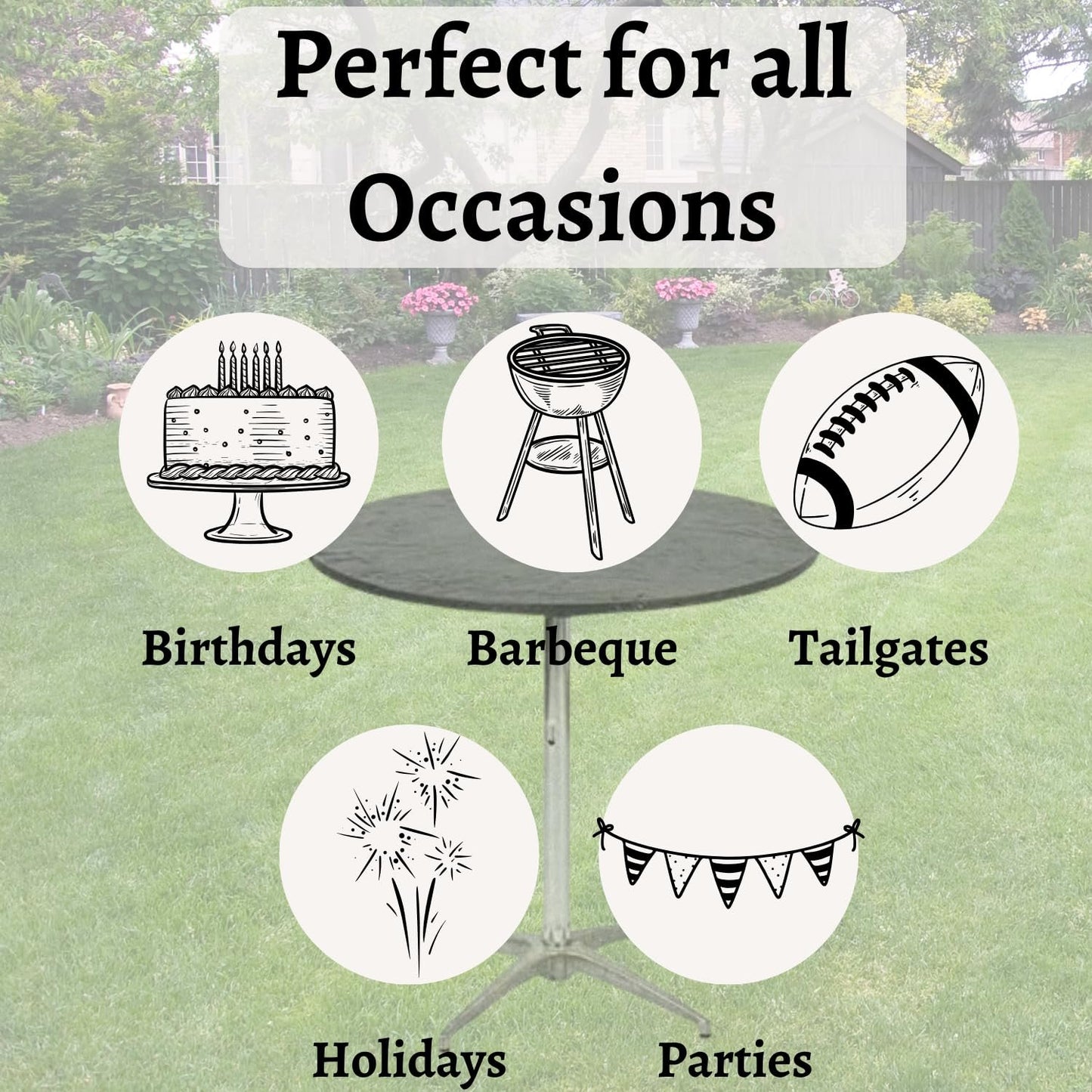 Kwik-Covers 30" Round Fitted Plastic Table Covers, Bundle of 5