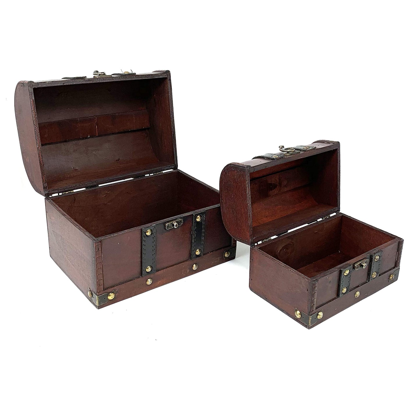 Allgala Medium Antique Wooden Jewelry Treasure Keepsake Box 2-PC Set-HD90206