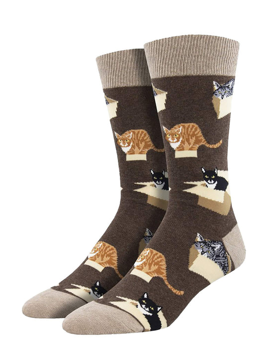 Socksmith Men's Cat In A Box Crew Socks