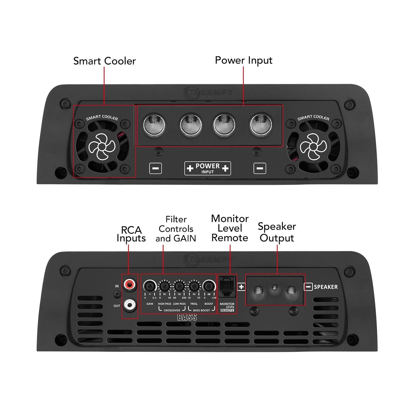 Taramps Smart 8 Bass 0.5 to 2 Ohms 8000 Watts RMS, Multi Impedance, 1 Channel, Amplifier for Car Subwoofer, High Power Class D, Mosfet Monoblock Digital, Smart 8k, Crossover Low Pass with Bass Boost