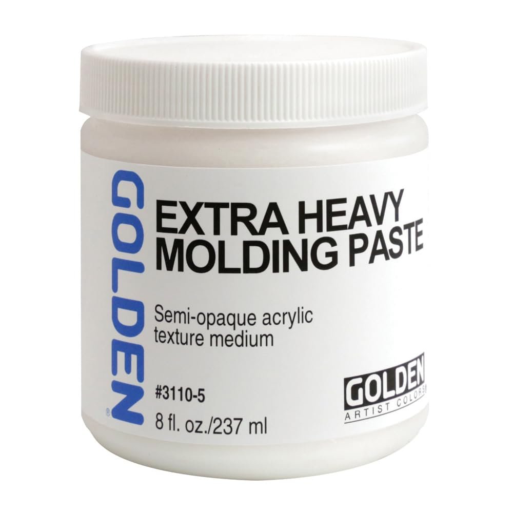 Extra Heavy Molding Paste by Golden, 8 fl. oz. Jar, Professional Acrylic Paste Medium, Semi-Opaque