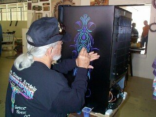 Andrew Mack Size 2 Series Long Bob Pinstriping and Scrolling Brush Black Synthetic & Blue Squirrel Blended 1 3/4" Hair Length