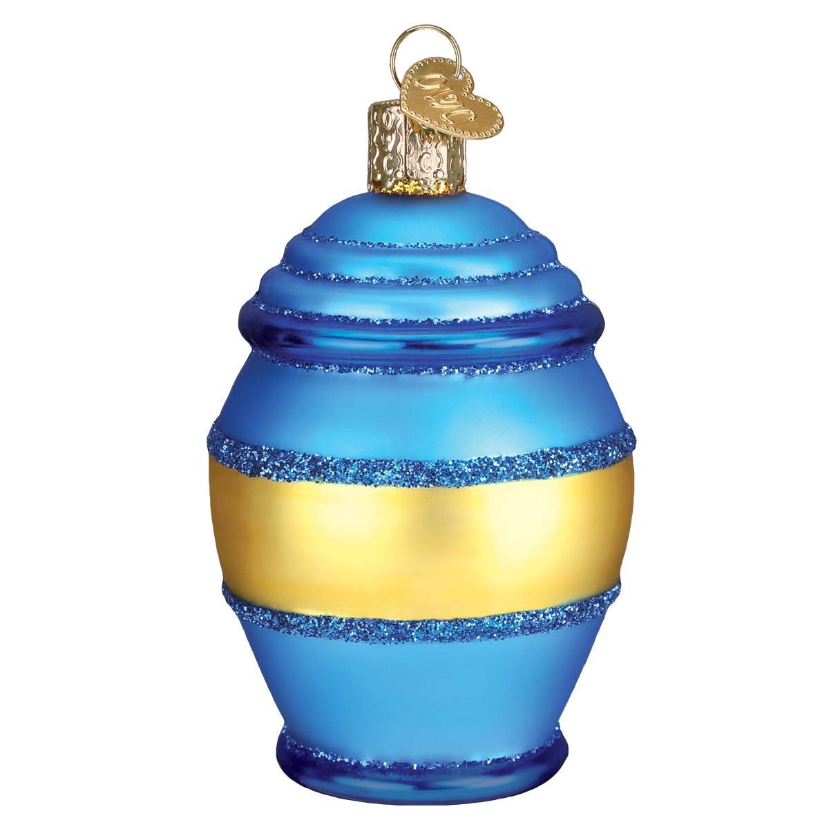 Old World Christmas Bee Collection Glass Blown Ornament for Christmas Tree, Honey Pot