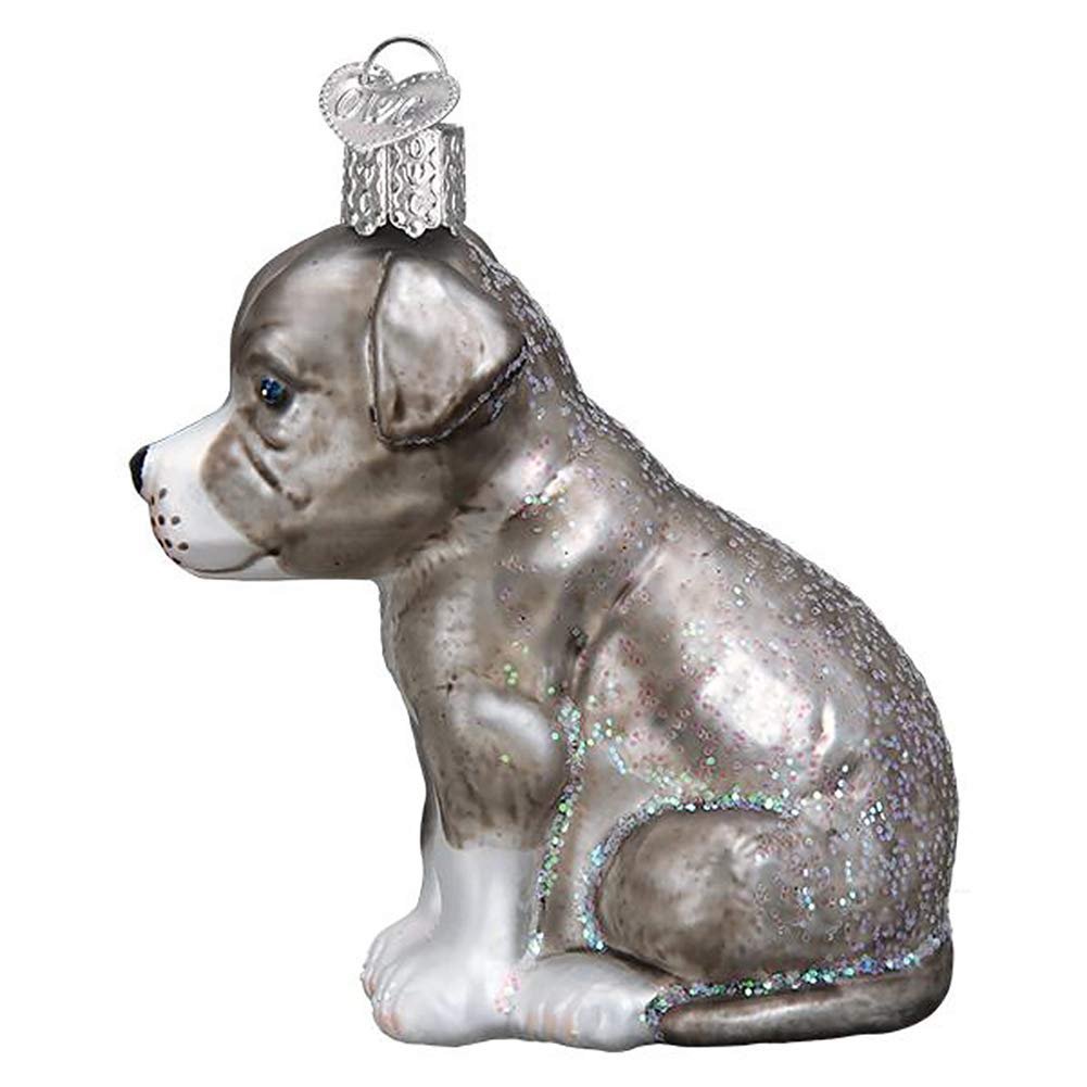 Old World Christmas Ornaments Pitbull Pup Glass Blown Ornaments for Christmas Tree