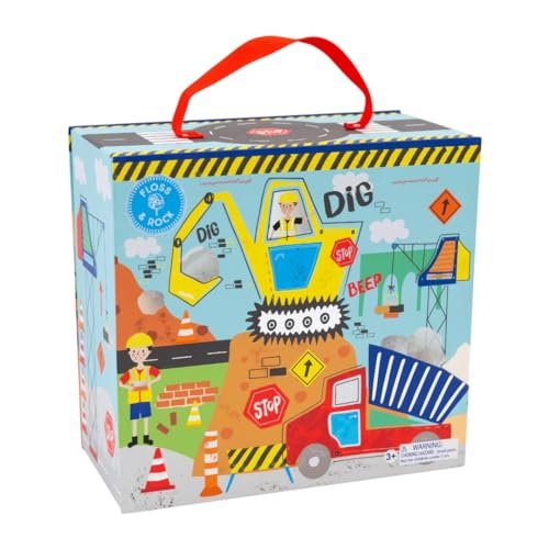 Floss & Rock Construction Kids Playbox, 15 Wooden Piece, 9.25 Inch