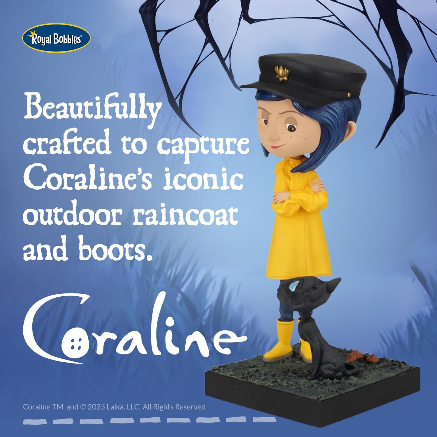 Royal Bobbles Coraline with The Cat – 6.5 Inches Tall – Collectible Bobblehead Statue