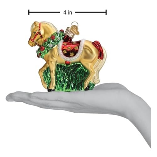 Old World Christmas Horse with Wreath Glass Blown Ornament