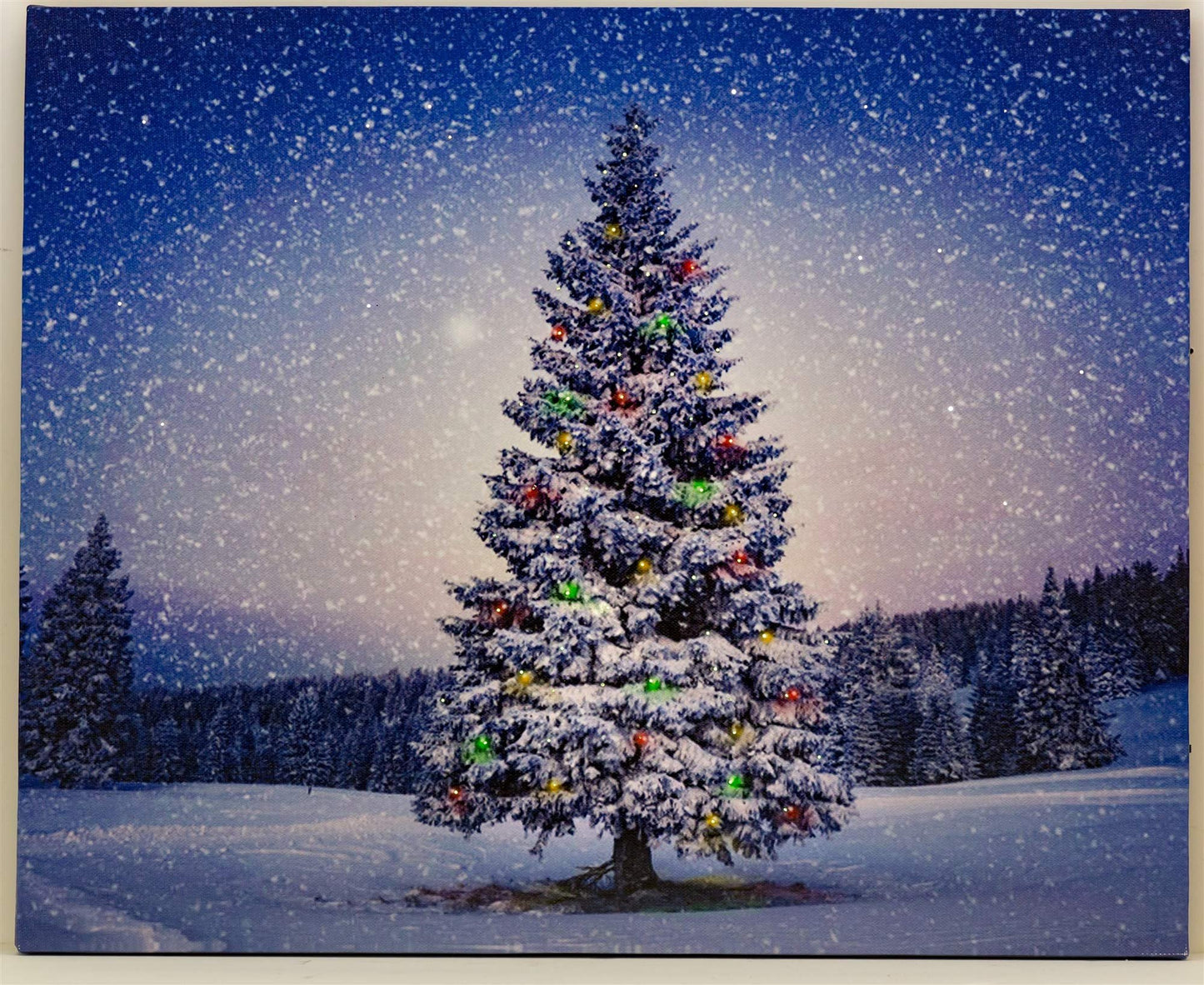 Oak Street Christmas Winter Scenes LED Art 8"x6" Tabletop Canvas Light up Picture 6 Hour Timer (8"x6", Winter Christmas Tree OSW177794)