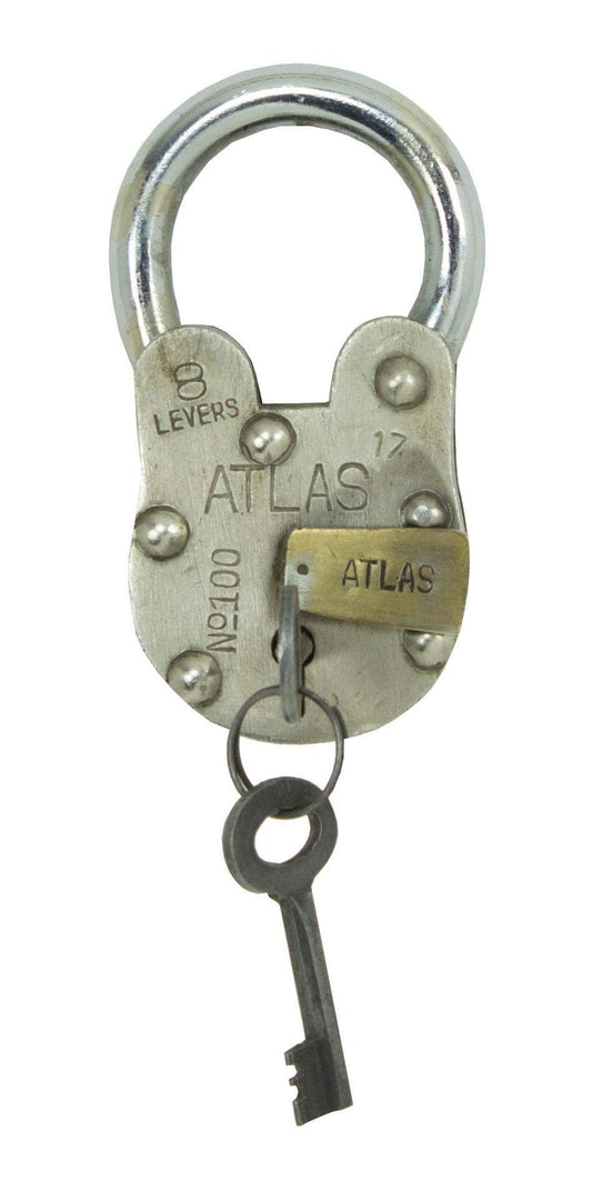 Large Iron Antique Style Replica Atlas Padlock with 2 Keys