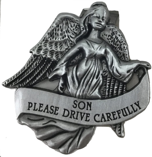 Son Please Drive Carefully Guardian Angel Auto Visor Clip