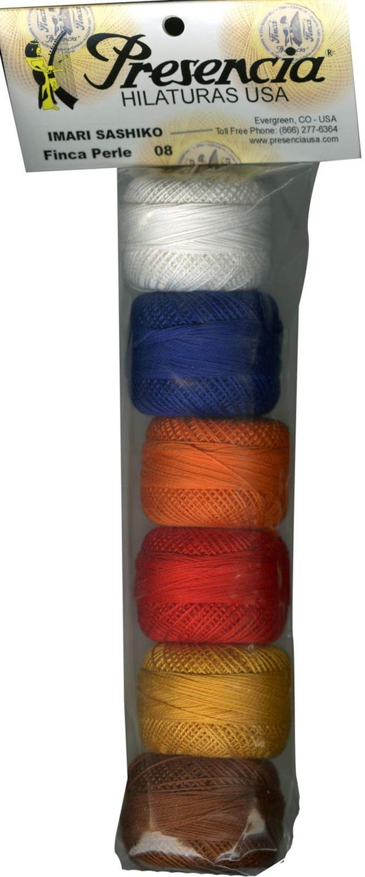 Presencia Finca Perle Cotton Size #8 Thread Sampler Pack for Sashiko, Embroidery, and Quilting (Imari Sashiko)