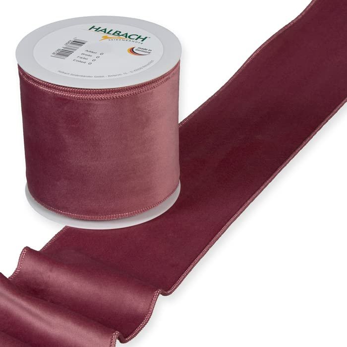 FloristryWarehouse Dusky Pink Christmas Velvet Fabric Ribbon 4 inches Wide on 9 Yards roll. Wired Edge